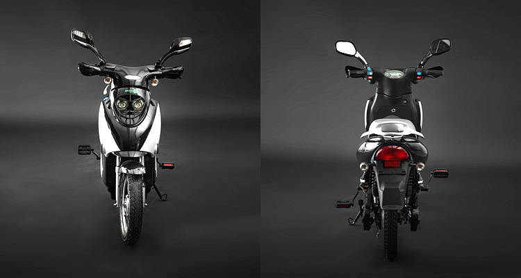 Front and back shots of black electric bike