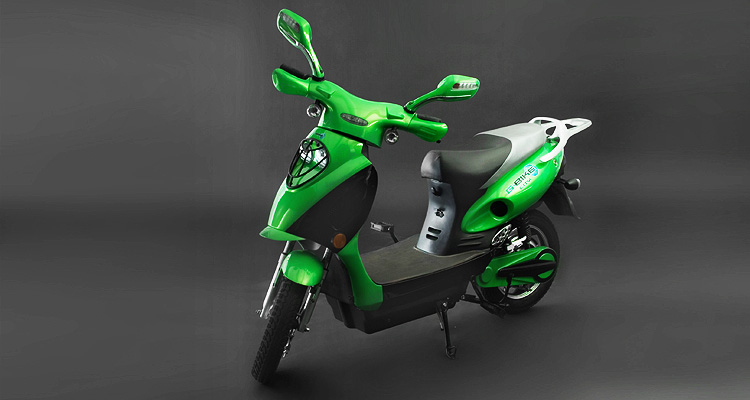 Angle shot of green electric bike