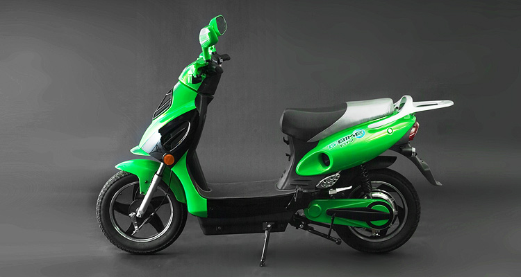 Side shot of of green electric bike