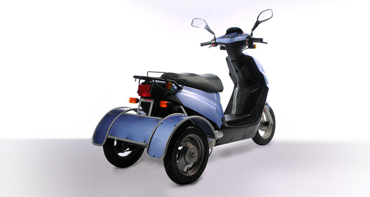 Rear shot of blue commercial delivery trike